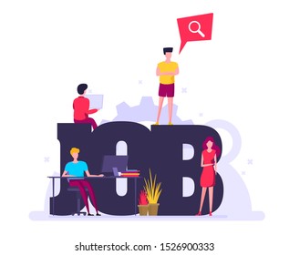 Flat vector illustration, job search, recruitment, workgroup, freelance, web graphic design