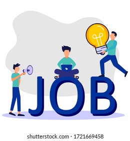 Flache Vektorgrafik, Jobsuche, Einstellung, Rekrutierung, Arbeitsgruppen, Freiberufler, Web-Grafik-Design.