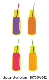 flat vector illustration of juice in a bottle with a tube