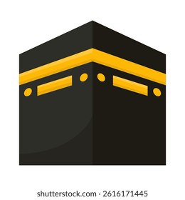 Flat vector illustration of the Kaaba, the sacred Islamic site in Mecca, commonly associated with Hajj, Umrah, and Ramadan.
