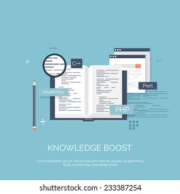 Flat Vector Illustration Knowledge Boost Coding Stock Vector (Royalty ...