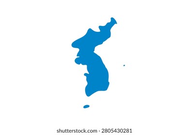 Flat vector illustration of the Korean Unification flag with blue peninsula map silhouette on white background for peace symbol design.