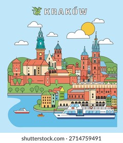 Ilustración vectorial plana Krakow Panorama