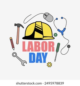 Flat vector illustration for labor day celebration