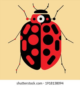 ilustración vectorial plana de ladybird beatle - estilo mínimo lady bug rojo y negro