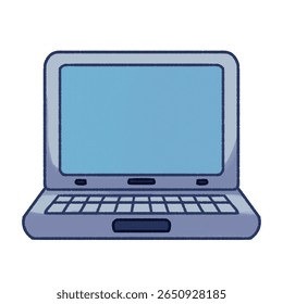 Flat vector illustration of a laptop computer in soft blue tones. Ideal for use in tech, education, work-from-home, or online learning visuals.