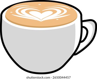 Ilustração vetorial plana de um café com arte em café. Ideal para café, menu, barista e design relacionado ao café