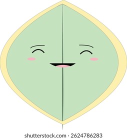 Flat vector illustration of a laughing green leaf emoji with happy eyes and a wide smile. Cheerful, fun, and kid-friendly design perfect for education, eco-friendly promotions, stickers, and playful c