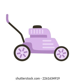 flat vector illustration of lawn-mower isolated on white background, cartoon motor grass cutter, gardening machine