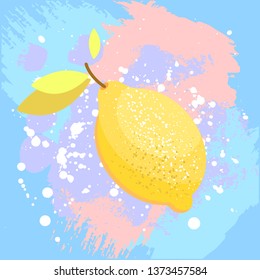 Flat vector illustration with lemon on abstract background