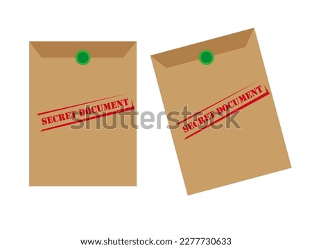 flat vector illustration of a letter or secret document in an envelope suitable for illustration of articles and news about state secrets of valuable and important papers