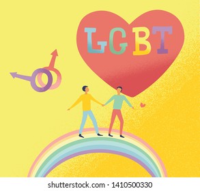 Flat Vector Illustration Lgbt Couple Run Stock Vector (Royalty Free ...