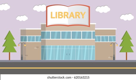 Flat vector illustration. Library.