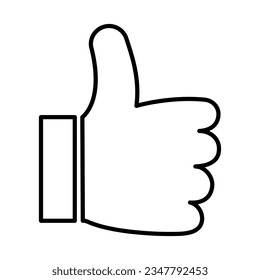 flat vector illustration of like icon, hand like, thumb up, outline symbol, social media sign, seal of approval, OK sign, quality mark