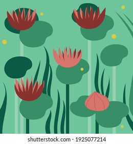 Flat vector illustration of lillypads 
