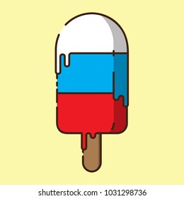 Flat Vector Illustration. Line Art Ice Cream.