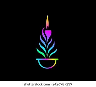 Flat vector illustration of a lit candle in a minimalist style