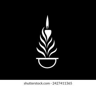 Flat vector illustration of a lit candle in a minimalist style	