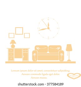 Flat vector illustration of living room with furniture.