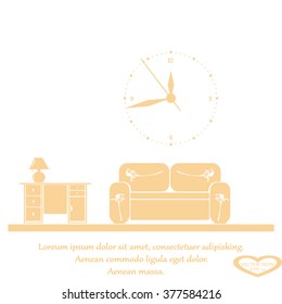 Flat vector illustration of living room with furniture.