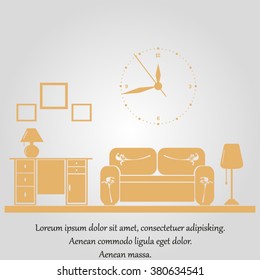 Flat vector illustration of living room with furniture.