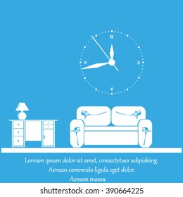 Flat vector illustration of living room with furniture.