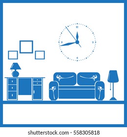 Flat vector illustration of living room with furniture.