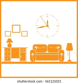 Flat vector illustration of living room with furniture.