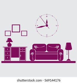 Flat vector illustration of living room with furniture.