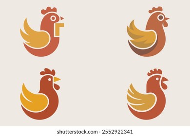 Ilustración vectorial plana de un logotipo para una marca de comida rápida de pollo frito