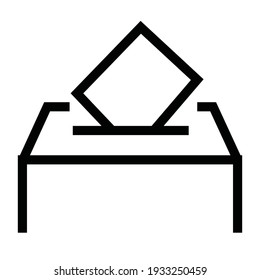 Flat vector illustration of a logo icon design inserting a vote into the ballot box. black and white editable line style. 4000 x 4000 pixel perfect.