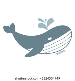 flat vector illustration or logo of a whale splashing water