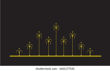 Flat vector illustration of long city fountain with nine water jets based on the ground. Element for city, town illustration. Isolated on white background