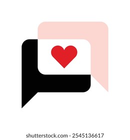 Flat vector illustration love chat. Valentine vector icon for apps and websites. Isolated on a white background.