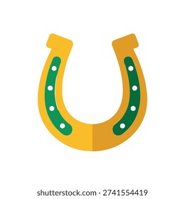 Flat vector illustration of a lucky horseshoe symbol. Represents good luck, fortune, and Irish tradition