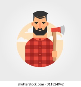 Flat Vector Illustration: Lumberjack