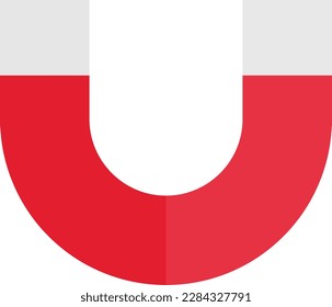 Flat vector illustration of a magnet. Negative and positive poles. Magnetism. 
