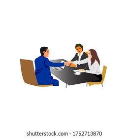 flat vector illustration making deal in business project