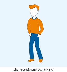 Flat vector illustration man in blue pants 