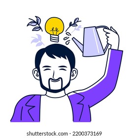 Ilustración vectorial plana de la bombilla de agua humana simboliza ideas creativas