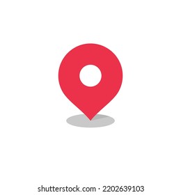 Flat vector illustration of map pin locator icon. Suitable for design element of map app, navigation, and gps marker. Red place marker symbol.