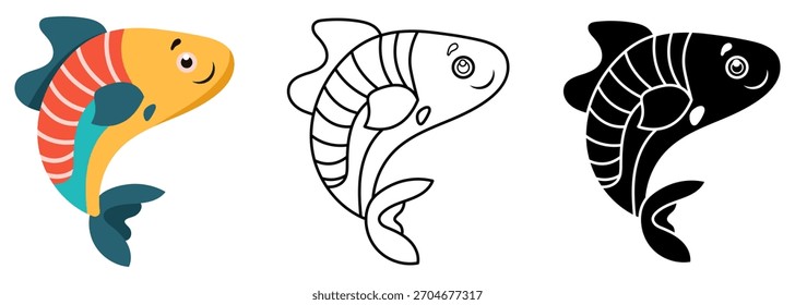 Flat vector illustration of a marine fish