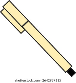 Flat Vector Illustration of a Marker Pen with Cap for Office Stationery, School Supplies, Drawing Tools, and Creative Design Concepts