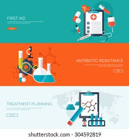 Flat vector illustration. Medical background. Healthcare and first aid. Cardiology, pharmacy. Heart care. Doctor, hospital.