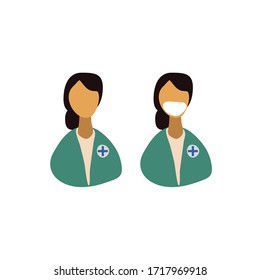 flat vector illustration medical doctor cute possitive