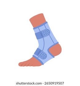 Ilustração de vetor plano de um suporte ou suporte ortopédico médico do tornozelo. Fornece estabilidade e proteção para articulações lesionadas, entorses ou instabilidade. Isolado no fundo branco. cuidados de saúde