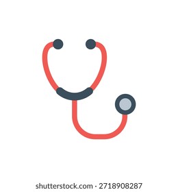 Flat vector illustration of a medical stethoscope. Concept of healthcare, heart diagnostic, and clinical medicine isolated on white background.