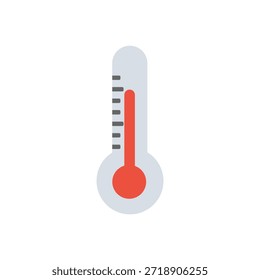 Flat vector illustration of a medical thermometer. Concept of fever measurement, health monitoring, and healthcare isolated on white background.