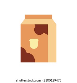 flat vector illustration, milk in dark brown modern packaging in minimalist flat style