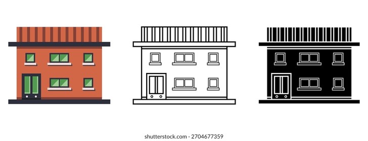 Flat vector illustration of a minimal building